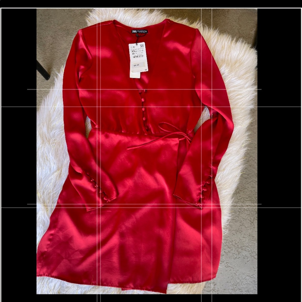 New Zara Satin Red Dress